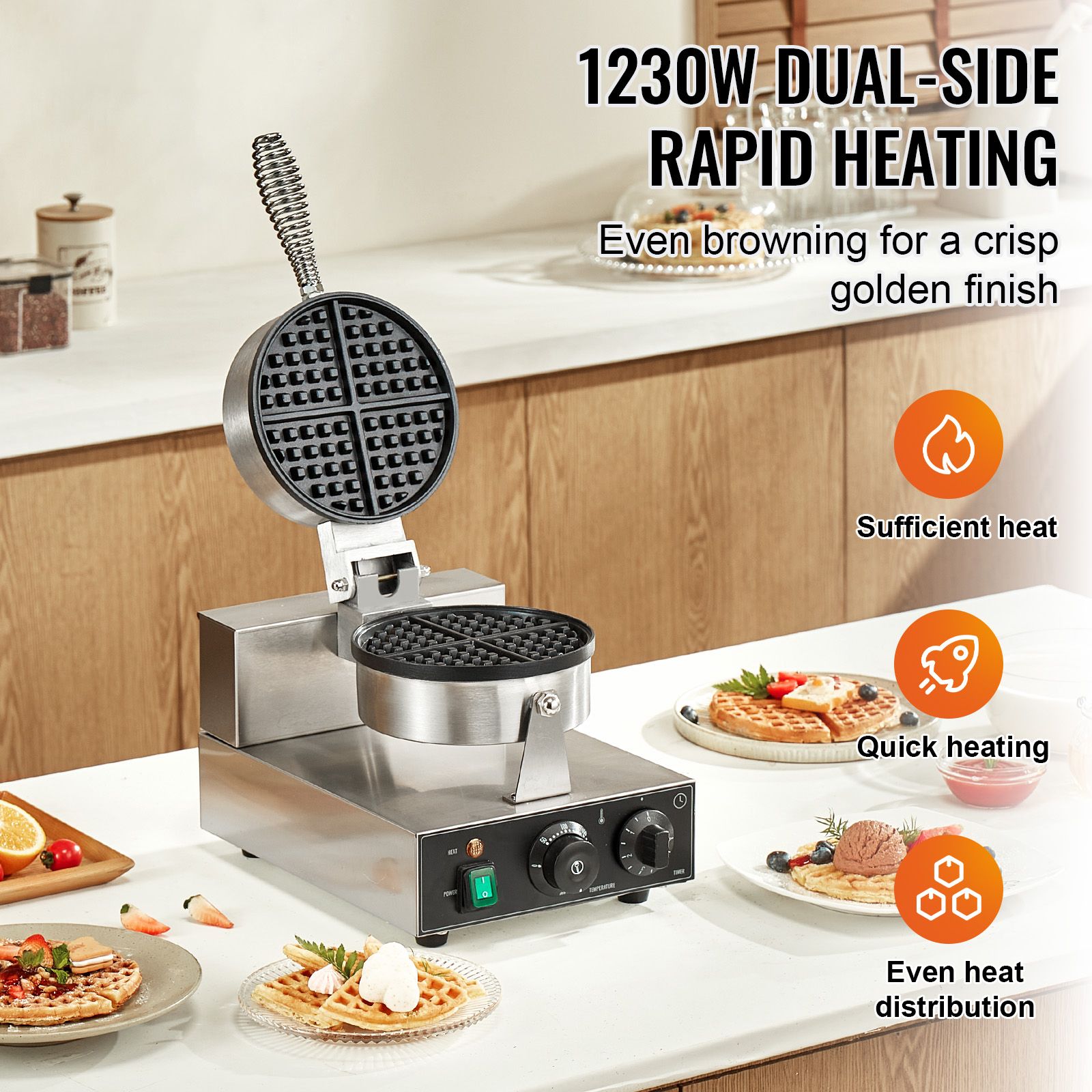 Pembuat Waffle Komersial, Mesi - Waffle Iron Belgian ulasan dan harga